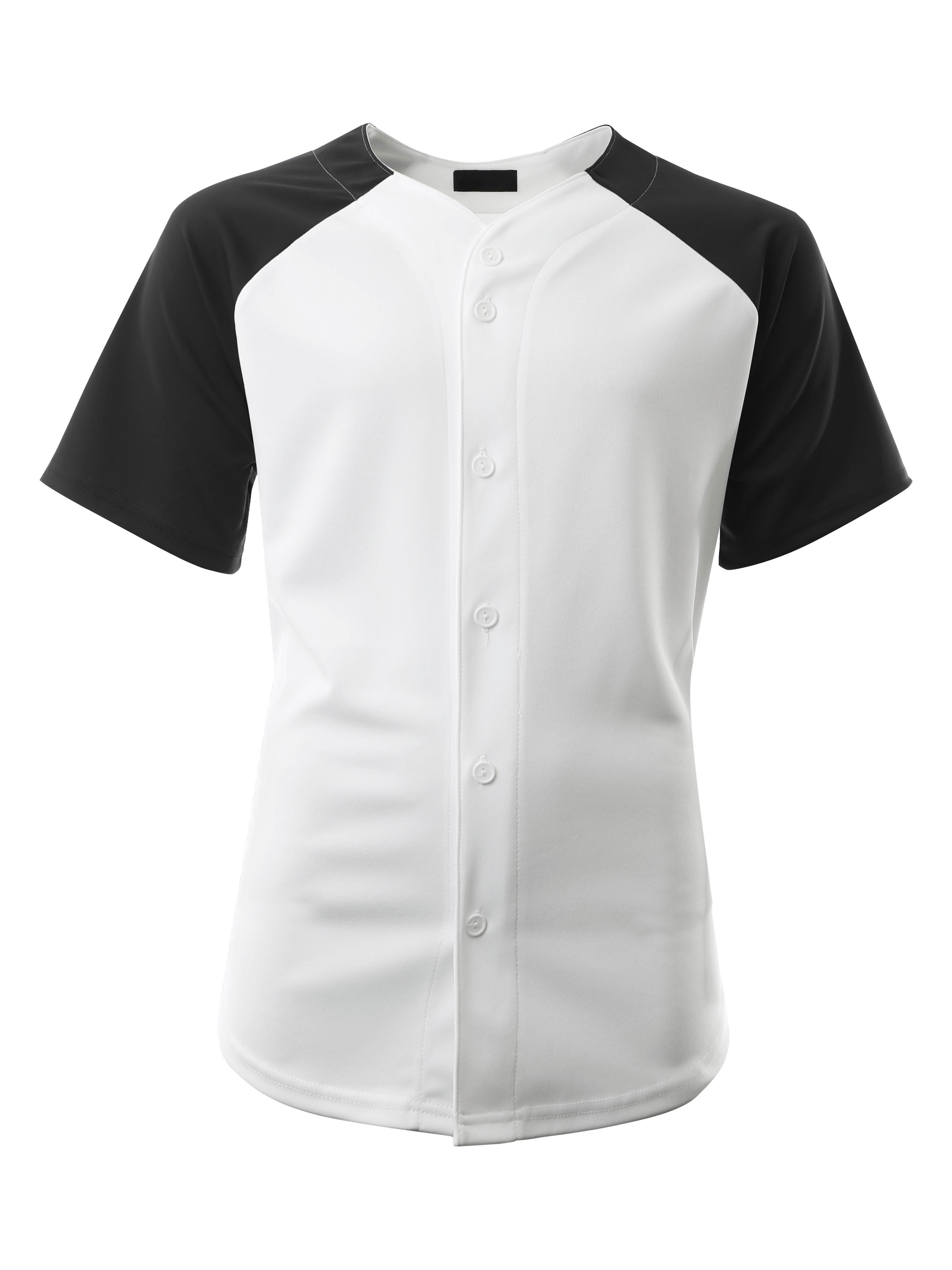 Ma Croix Men's Hip Hop Baseball Tee Button Down Street Inspired Sport Fit Two Tone Raglan Jersey