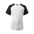 thumbnail image 1 of Ma Croix Men's Hip Hop Baseball Tee Button Down Street Inspired Sport Fit Two Tone Raglan Jersey, 1 of 7
