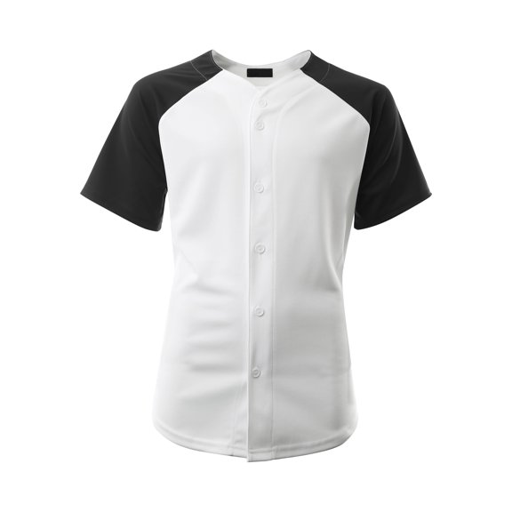 Ma Croix Men's Hip Hop Baseball Tee Button Down Street Inspired Sport Fit Two Tone Raglan Jersey