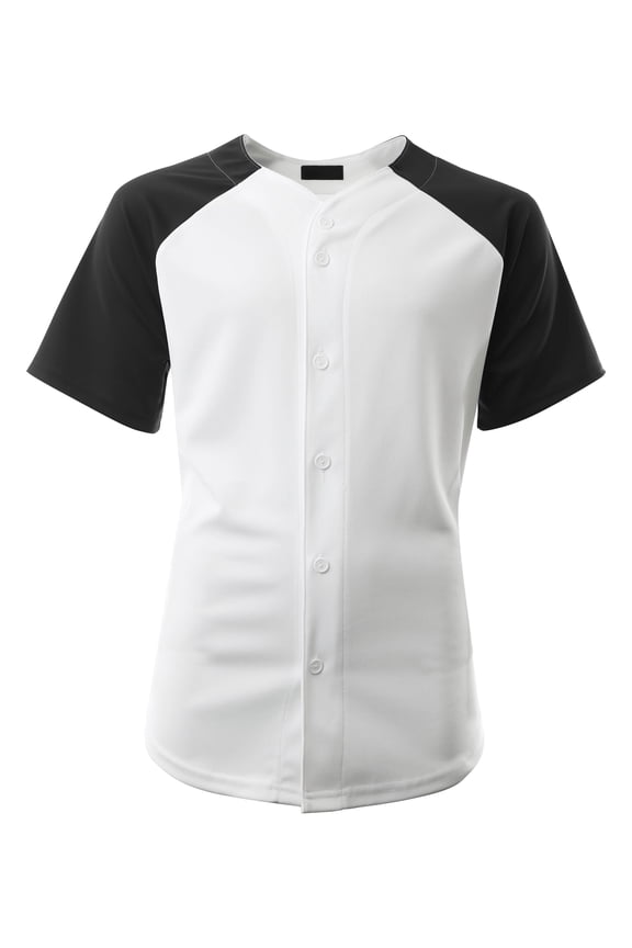 Men's Hip Hop Baseball Tee Button Down Street Inspired Sport Fit Two Tone Raglan Jersey