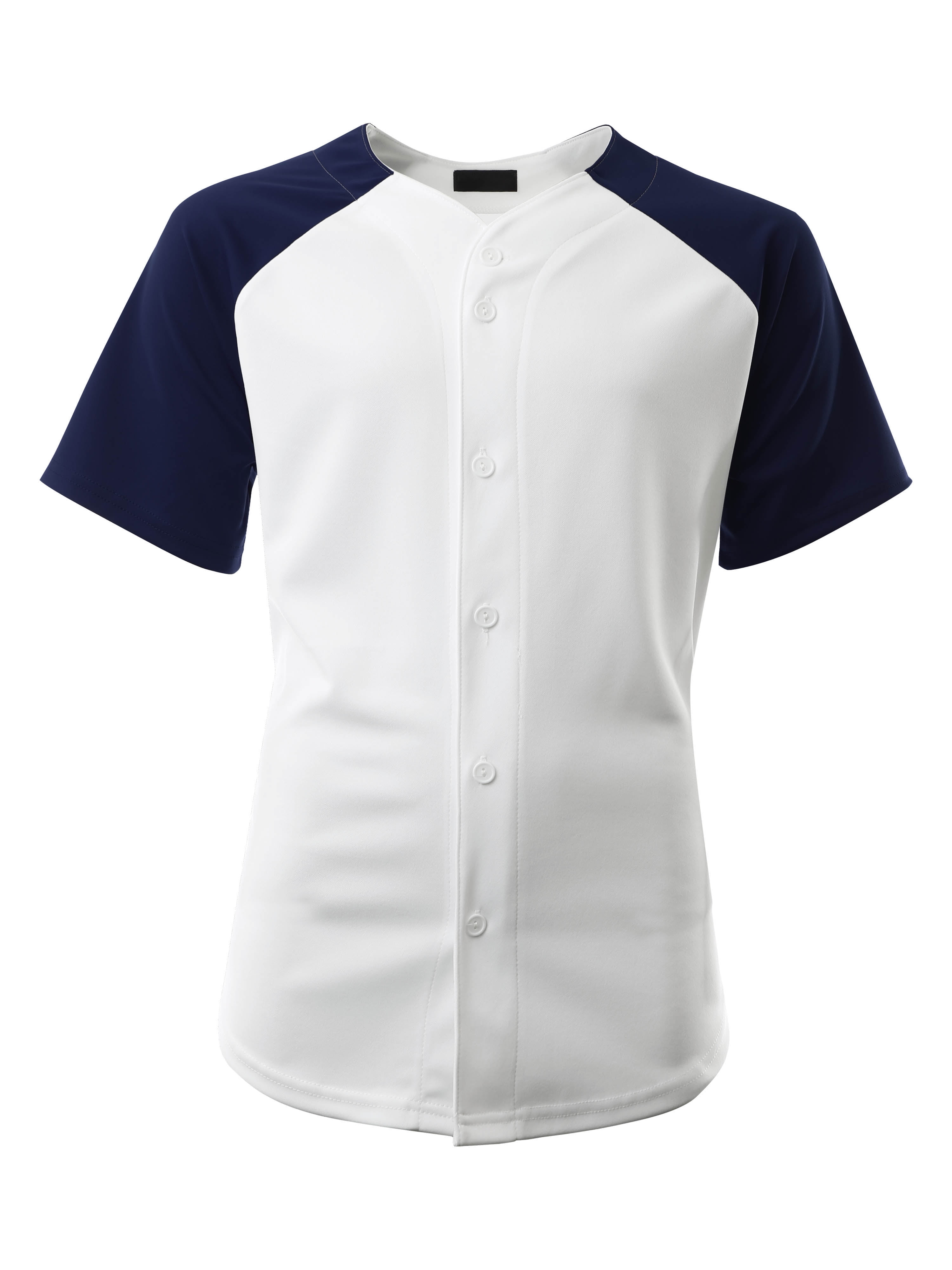 Ma Croix Men's Hip Hop Baseball Tee Button Down Street Inspired Sport Fit Two Tone Raglan Jersey