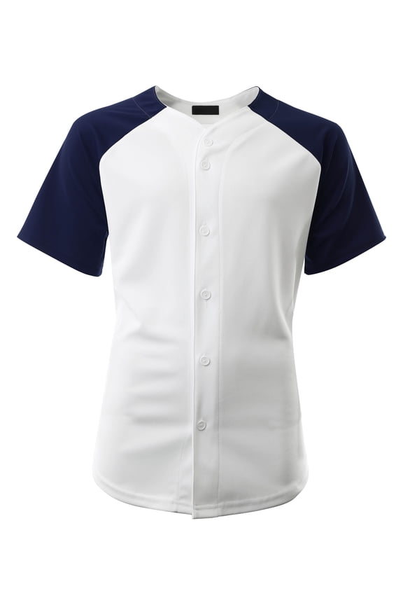 Men's Hip Hop Baseball Tee Button Down Street Inspired Sport Fit Two Tone Raglan Jersey