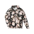 thumbnail image 1 of Ma Croix Men's Hip Hop Streetwear Floral Print Elastic Zipper Light Striped Track Jacket, 1 of 6