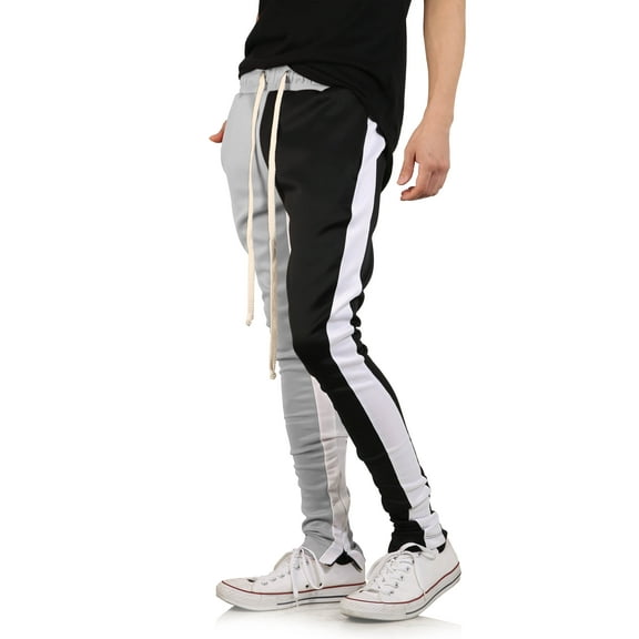 Ma Croix Men's Hip Hop Three-Tone Stretch Skinny Track Pants