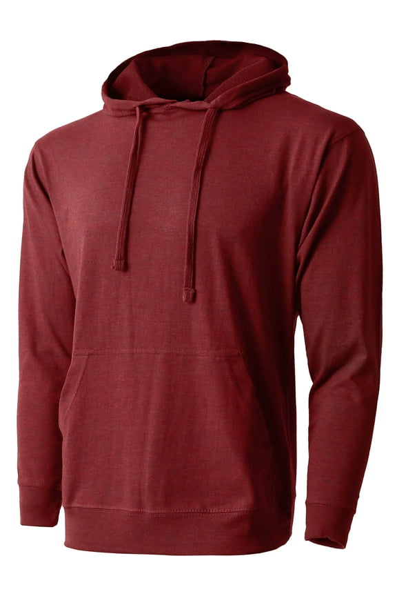 Men's Lightweight Pullover Hoodie Sweatshirt with Kangaroo Pocket (Large, Cranberry)