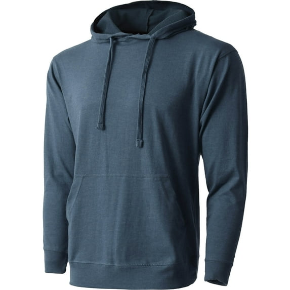 Ma Croix Men's Lightweight Pullover Hoodie Sweatshirt with Kangaroo Pocket (Medium, Denim)