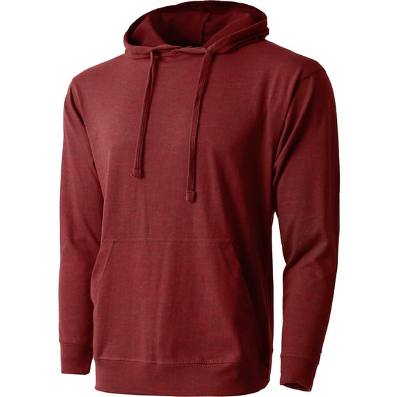 Ma Croix Men's Lightweight Pullover Hoodie Sweatshirt with Kangaroo Pocket (Small, Cranberry)