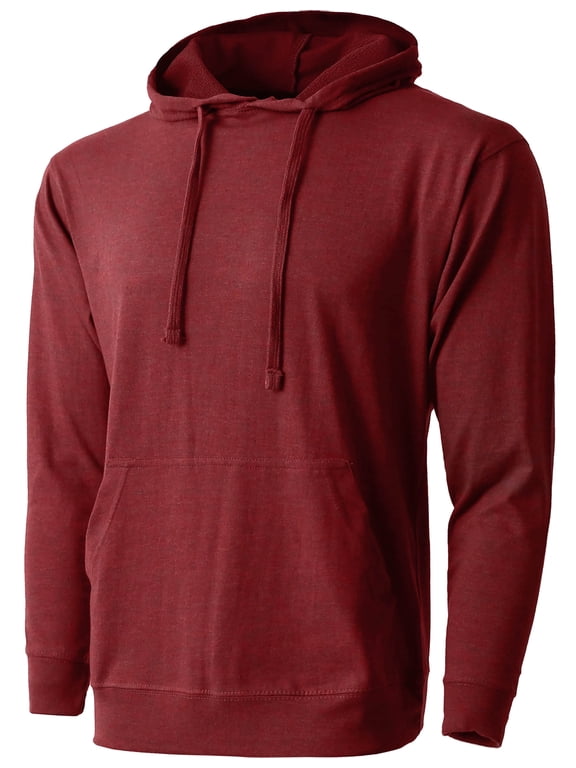 Men's Lightweight Pullover Hoodie Sweatshirt with Kangaroo Pocket (Small, Cranberry)