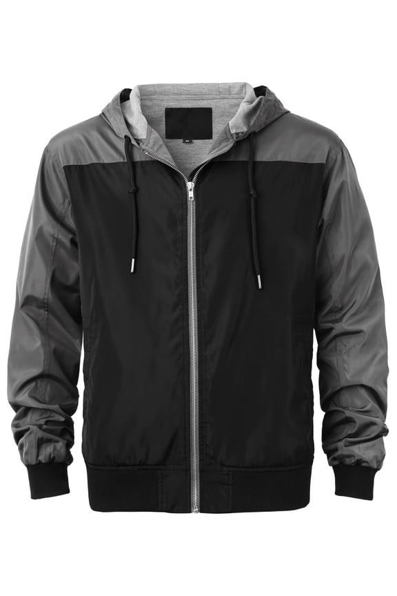 Mens Windbreaker Two Tone Jacket Slim Fit Water & Wind Resistant Active Track Jacket