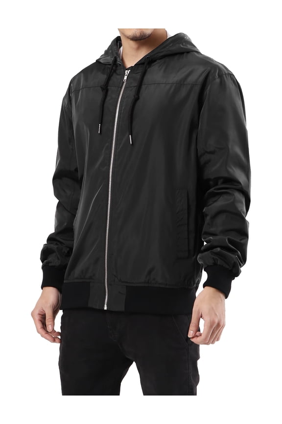 Men's Lightweight Windbreaker Hooded Winter Jacket Performance Packable Jacket Water Resistant Shell