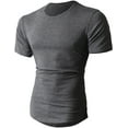 thumbnail image 1 of Ma Croix Men's Longtailed Zipper Slim Fit Crew Neck Short Sleeve T Shirts, 1 of 5