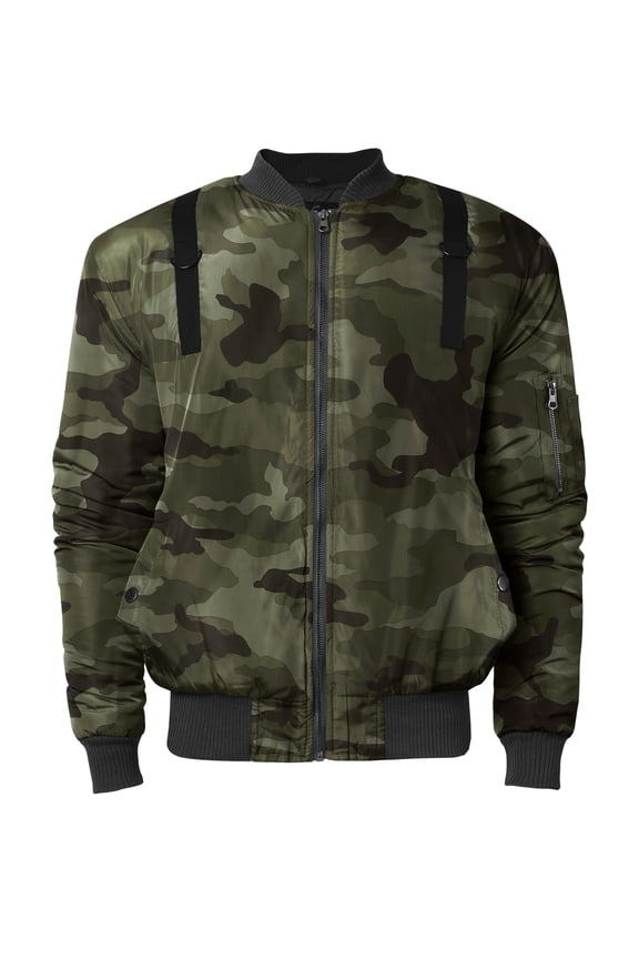 Men's Padded Parachute Bomber Jacket Lightweight Skinny Fit Casual