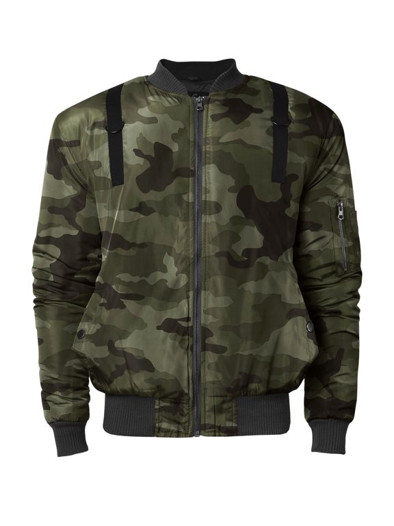 Men's Padded Parachute Bomber Jacket Lightweight Skinny Fit Casual
