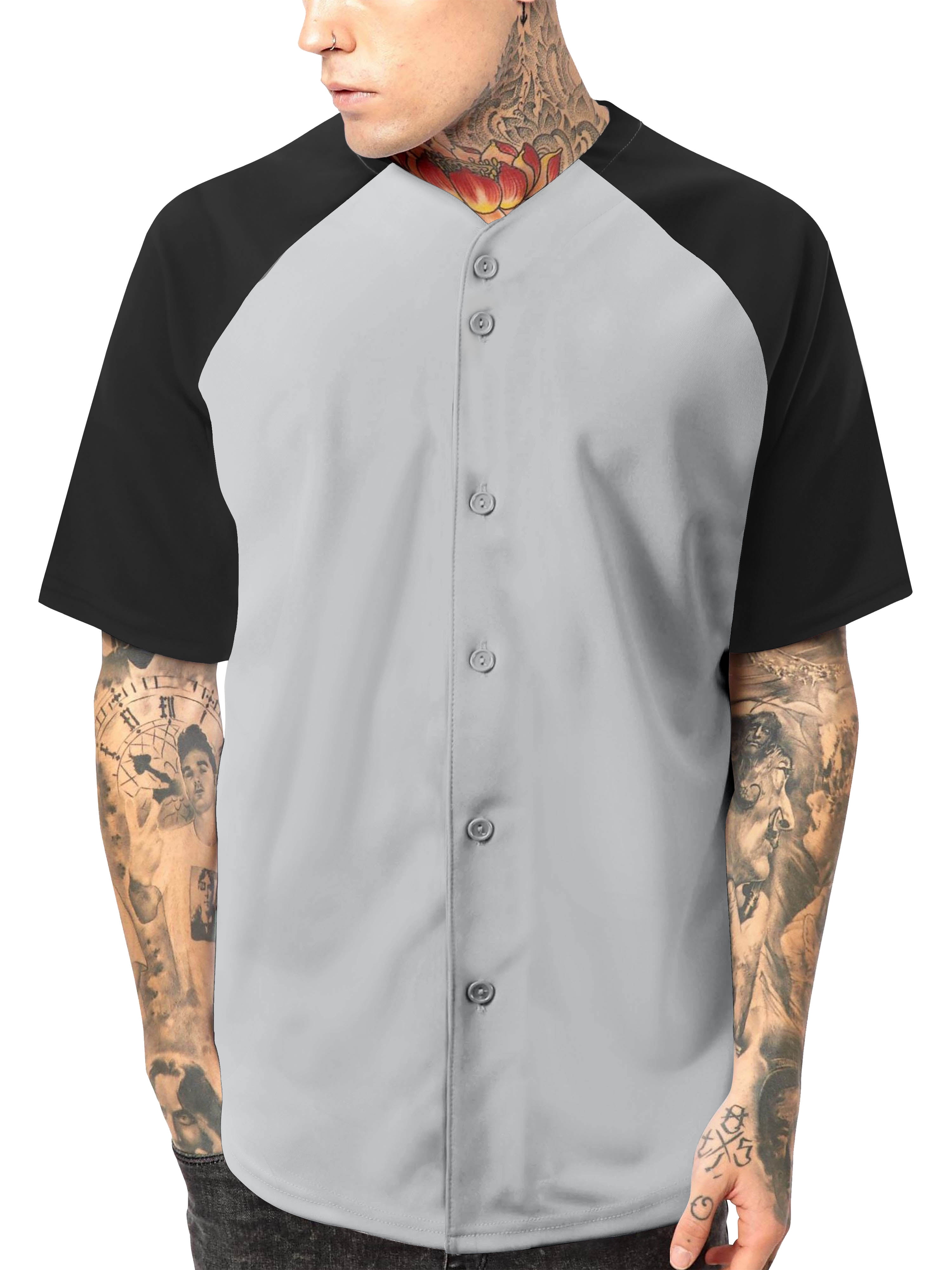Ma Croix Men's Premium Baseball Tee Button Down Two Tone Raglan Short Sleeve Jersey