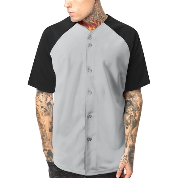 Ma Croix Men's Premium Baseball Tee Button Down Two Tone Raglan Short Sleeve Jersey