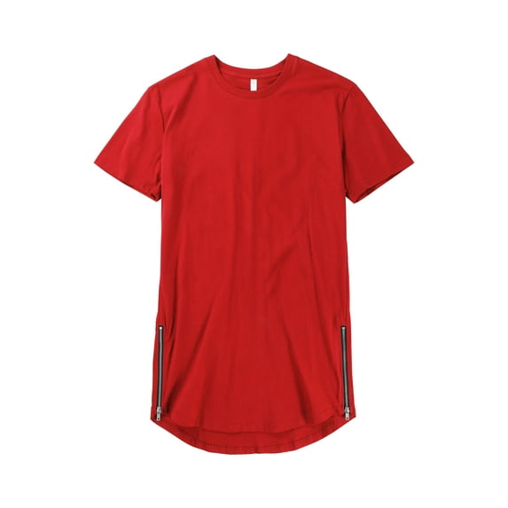 Ma Croix Men's Premium Longtail Tee Shirt with Side Zippers Hip Hop Longline Elongated