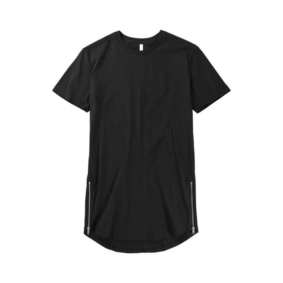 Ma Croix Men's Premium Longtail Tee Shirt with Side Zippers Hip Hop Longline Elongated