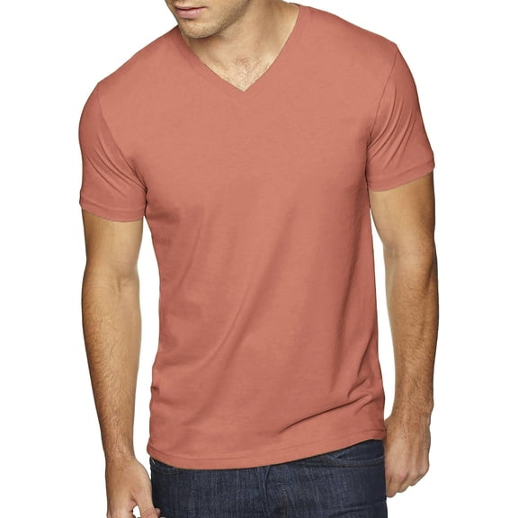 Ma Croix Men's Premium Solid Cotton V Neck T-Shirts Short Sleeve Tee