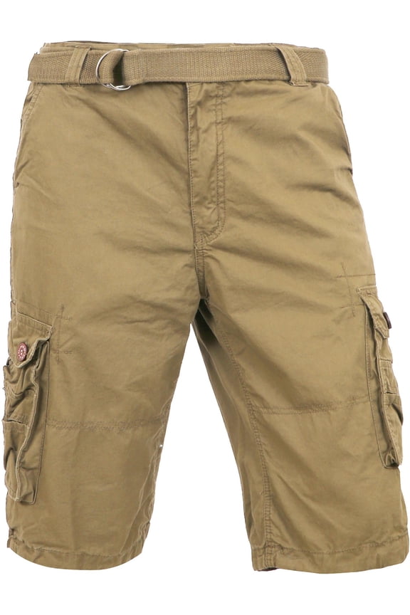 Men's Premium Utility Loose Fit Twill Cargo Shorts with Belt