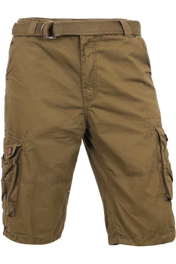 Men's Premium Utility Loose Fit Twill Cargo Shorts with Belt