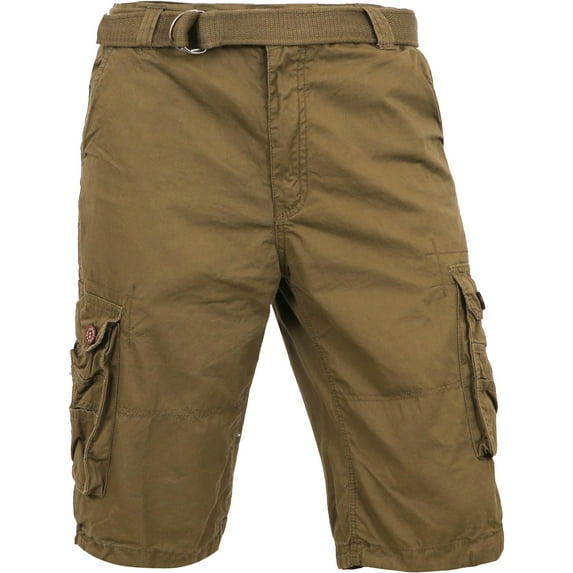 Ma Croix Men's Premium Utility Loose Fit Twill Cargo Shorts with Belt