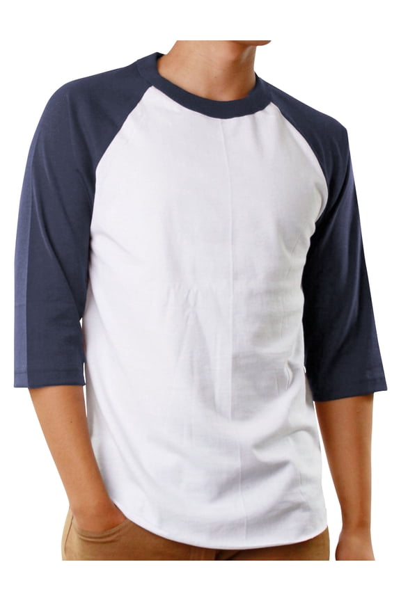 Men's Raglan 3/4 Sleeves Casual Cotton Baseball Jersey T-Shirt