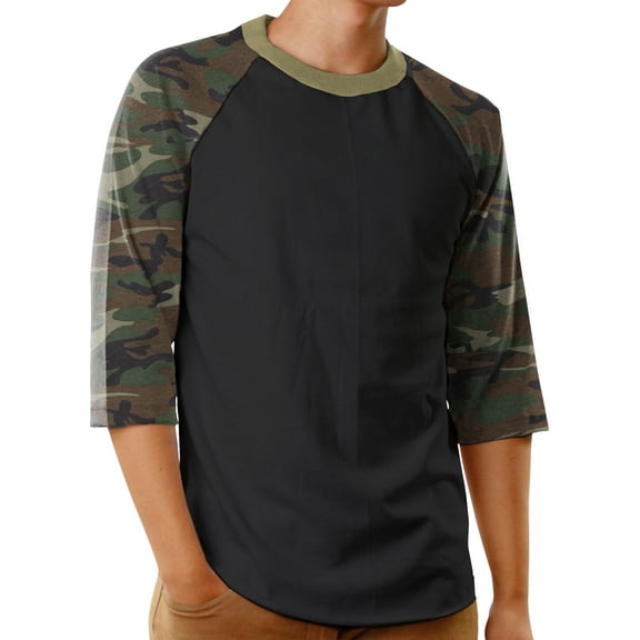 Ma Croix Men's Raglan 3/4 Sleeves Casual Cotton Baseball Jersey T-Shirt