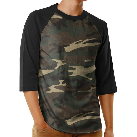 Ma Croix Men's Raglan 3/4 Sleeves Casual Cotton Baseball Jersey T-Shirt