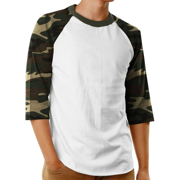 Ma Croix Men's Raglan 3/4 Sleeves Casual Cotton Baseball Jersey T-Shirt