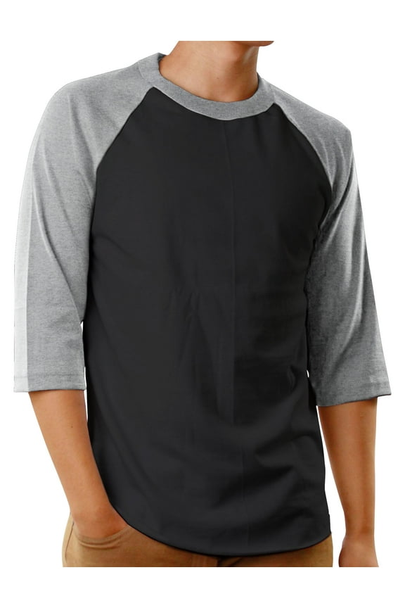 Men's Raglan 3/4 Sleeves Casual Cotton Baseball Jersey T-Shirt