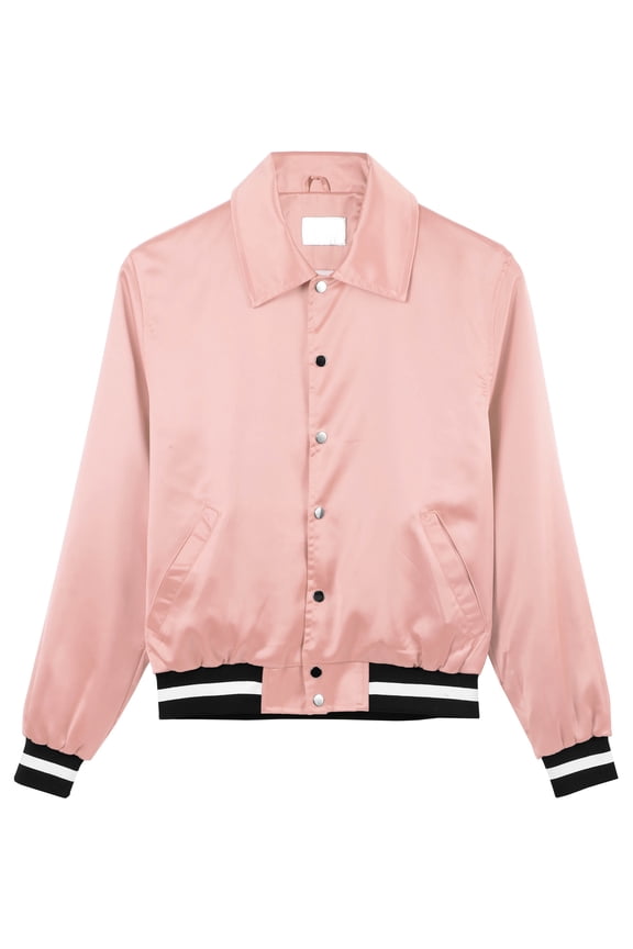 Men's Satin Hip Hop Street Inspired Button Up Light Soft Modern Fit Mesh Lined Bomber Jacket