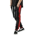 thumbnail image 1 of Ma Croix Men's Skinny fit Two Tone Stripe Track Pants Jogger with Zipper Pockets, 1 of 7