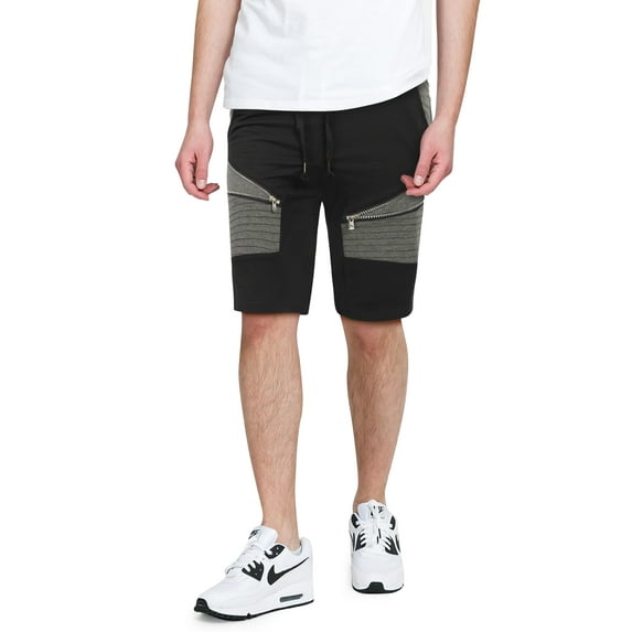 Ma Croix Men's Slim Fit Stripe Color Zipper Accent Short Jogger