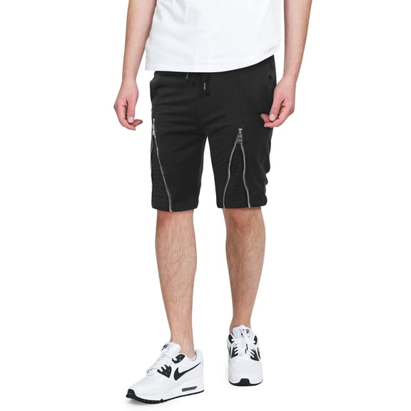 Ma Croix Men's Slim Fit Stripe Color Zipper Accent Short Jogger