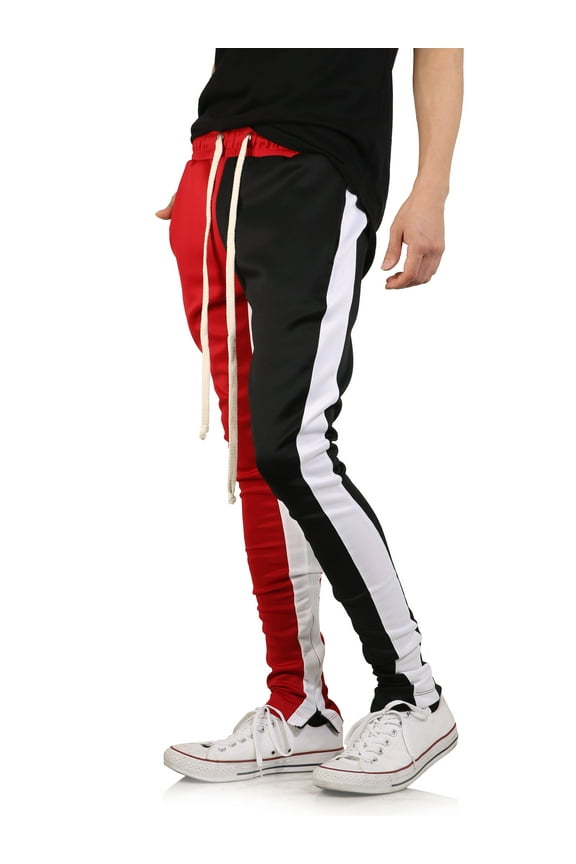 Men's Three-Tone Stripe Stretch Skinny Track Pants