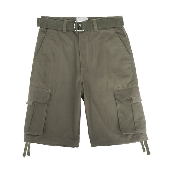 Ma Croix Men's Utility Multi Pockets Comfortable Twill Cargo Shorts with Belt