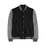 Ma Croix Mens Varsity Lettermans Classic Button Down Fleece Ribbed Collar Cuff Jacket