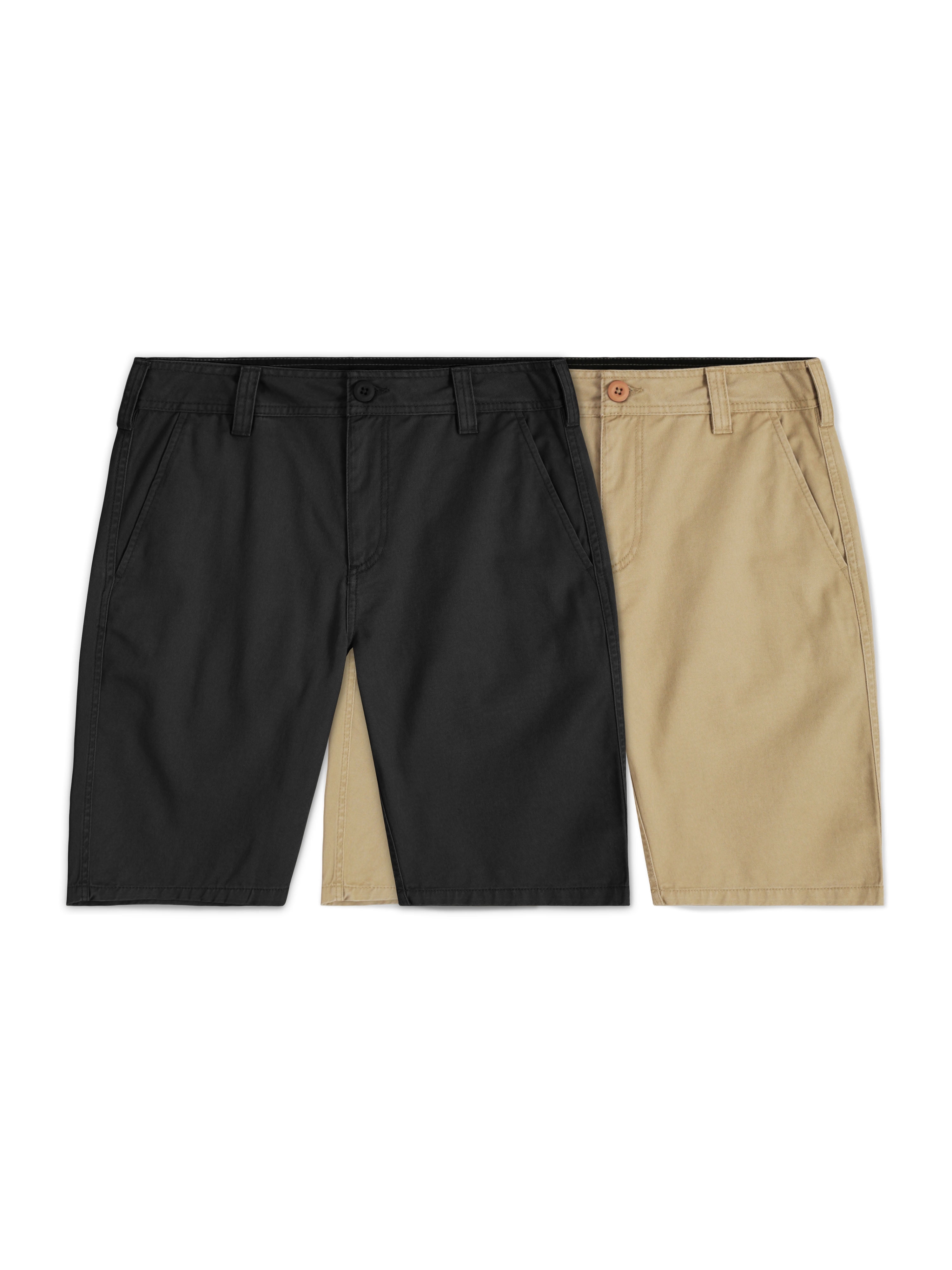 Mens 2- Pack Stretchy Chino Cotton Fabric Dual Pocket Shorts