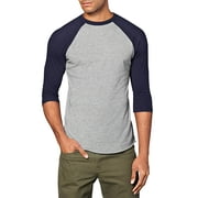 Ma Croix Mens 3/4 Sleeve Raglan Baseball T Shirt Small, Gray/Navy