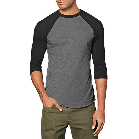 Ma Croix Mens 3/4 Sleeve Raglan Baseball T Shirt Medium, Charcoal/Black