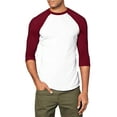 thumbnail image 1 of Ma Croix Mens 3/4 Sleeve Raglan Baseball T Shirt Small, White/Burgundy, 1 of 4