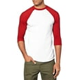 thumbnail image 1 of Ma Croix Mens 3/4 Sleeve Raglan Baseball T Shirt Small, White/Red, 1 of 4