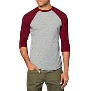 Ma Croix Mens 3/4 Sleeve Raglan Baseball T Shirt Small, Gray/Burgundy