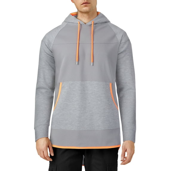 Ma Croix Mens Athletic Mesh Trim Accent Pull Over Hoodie Sweater