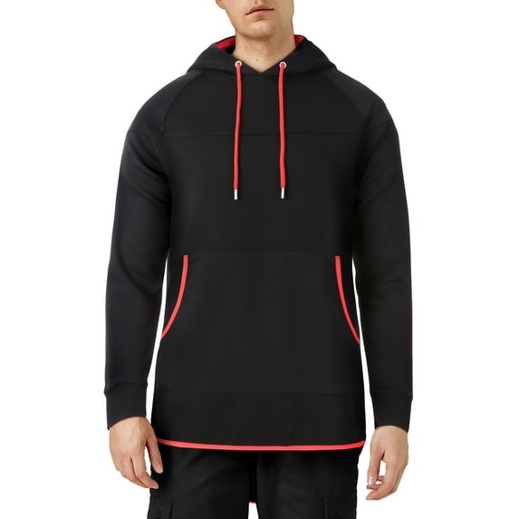 Ma Croix Mens Athletic Mesh Trim Accent Pull Over Hoodie Sweater