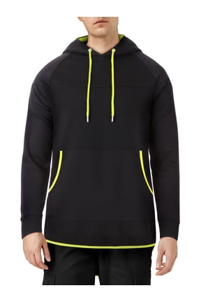 Mens Athletic Mesh Trim Accent Pull Over Hoodie Sweater