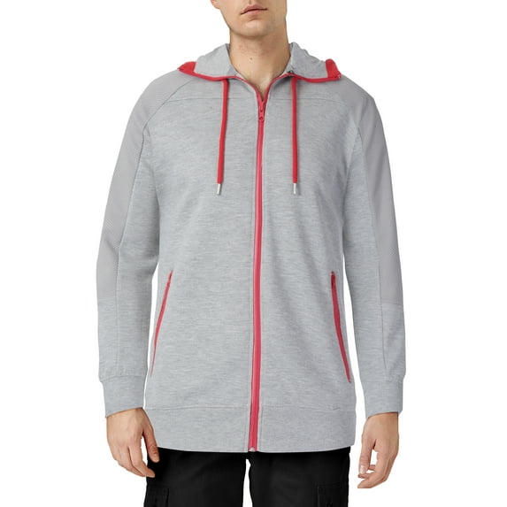 Ma Croix Mens Athletic Mesh Trim Accent Zip Up Hoodie Sweater