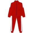 thumbnail image 1 of Ma Croix Mens Athletic Two Tone Striped Tracksuit Set Jogger Oversized Jacket Sweatsuit, 1 of 4