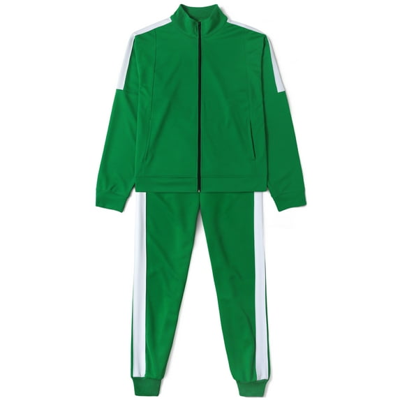 Ma Croix Mens Athletic Two Tone Striped Tracksuit Set Jogger Oversized Jacket Sweatsuit