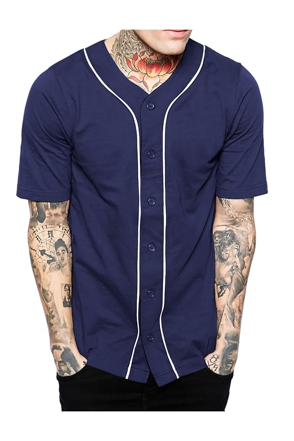 Mens Baseball Jersey Button Down Athletic Sport Uniform